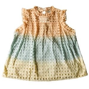 Ollari Ruffled Eyelet Tank Blouse Shirt XL Anthropologie